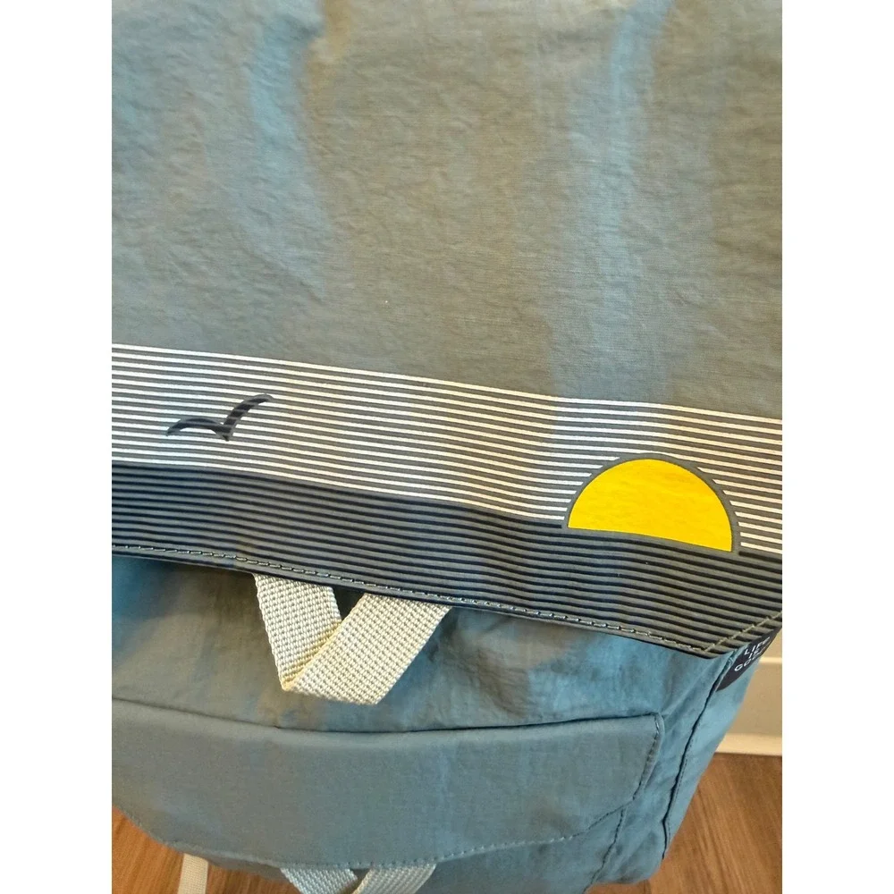 Life is Good x High Sierra Blue Nylon Backpack Sunset Seagull Graphic Travel Bag